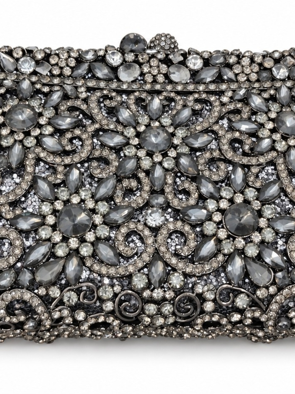 NWT Vintage Fawziya Gunmetal Rhinestone Intricate Evening Bag "Fabulous!" - Picture 13 of 16